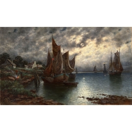 Moonlit marine painting