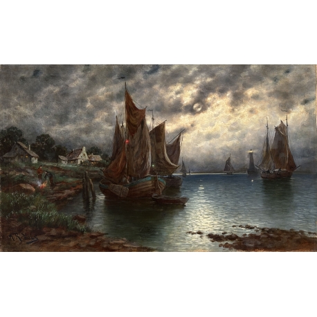 Moonlit marine painting