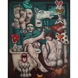 La tête sous l'eau et les jambes en l'air