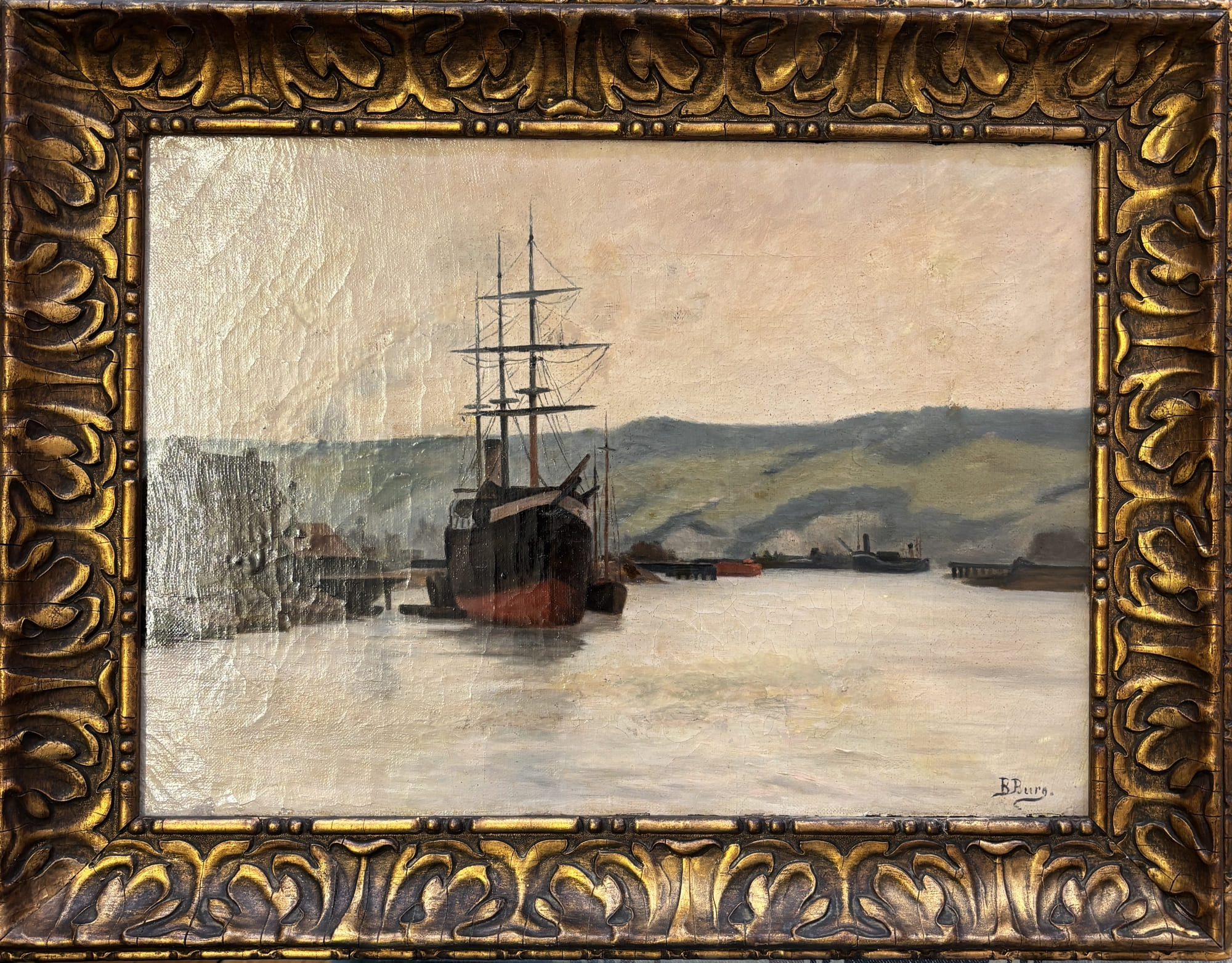 Port industriel-tableau ancien